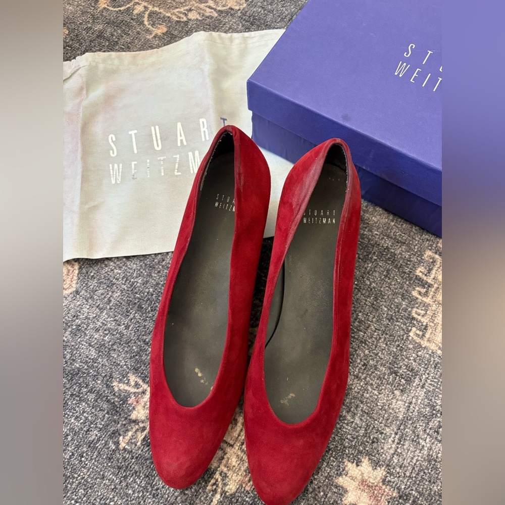 Stuart Weitzman Bold Red Suede Heels